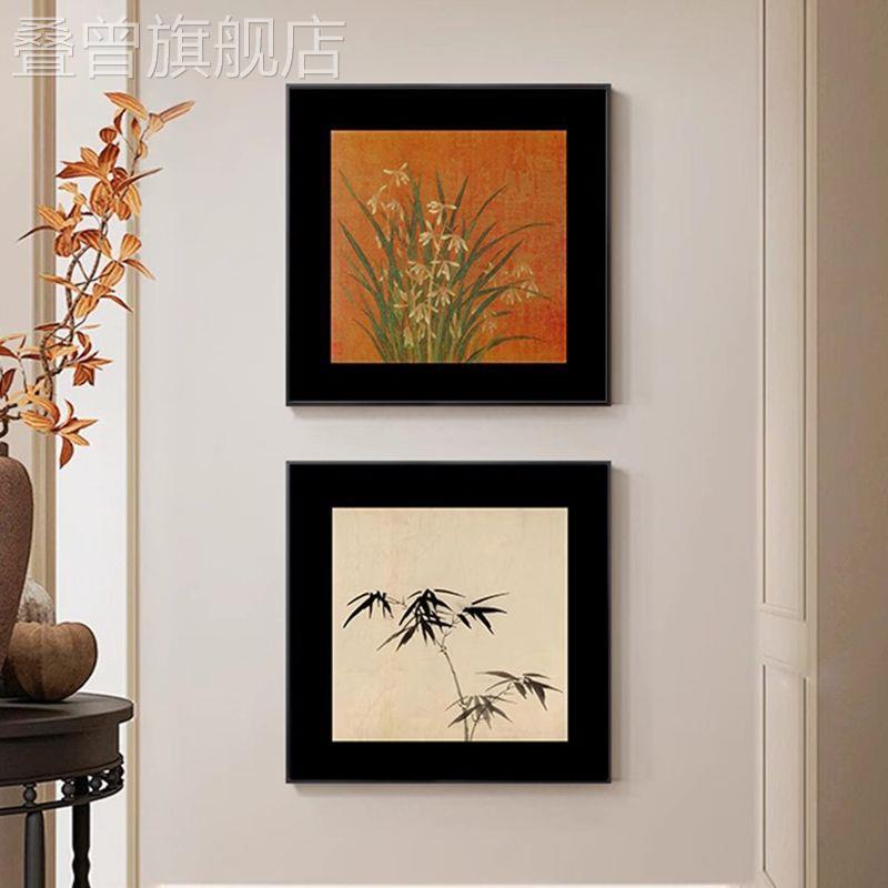中古风玄关装饰画客厅法式复古花卉卧室床头挂画入户正对门壁画图片