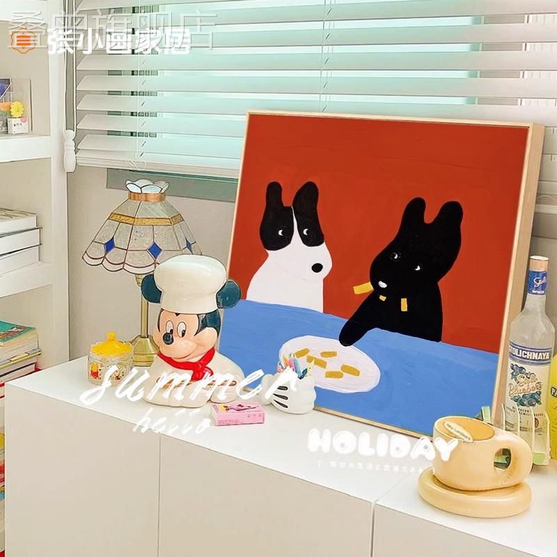 张小画 儿童房治愈系动物挂画简约ins风客厅卧室装饰画背景墙壁画图片