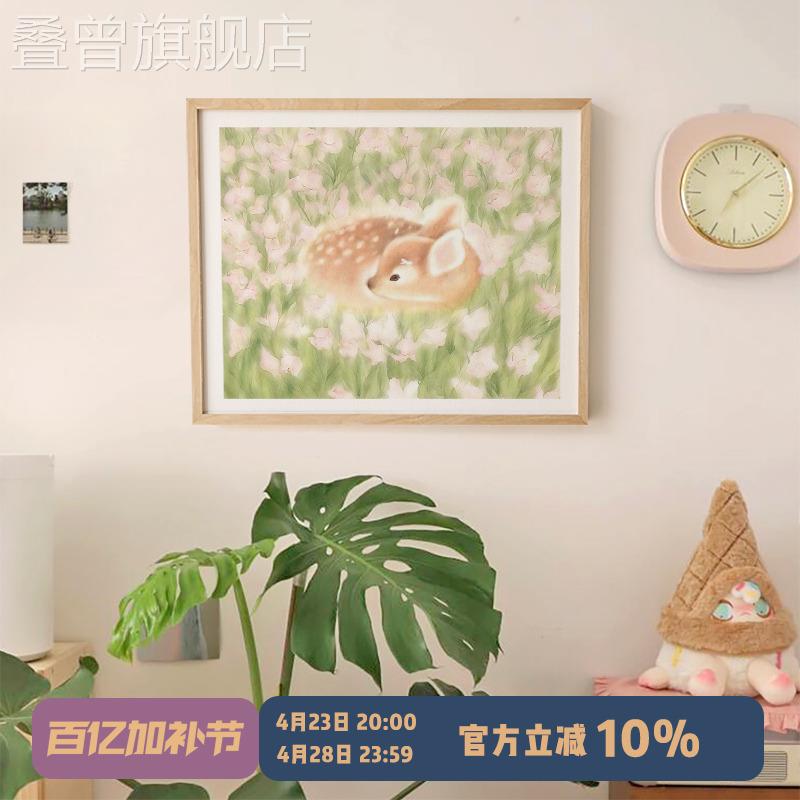 ins风卡通可爱猫狗挂画卧室儿童房温馨壁画电表箱装饰画开关遮挡图片