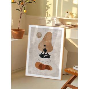 瑜伽工作室挂画抽象禅宗画现代极简主义墙壁装饰画工作室文化墙创
