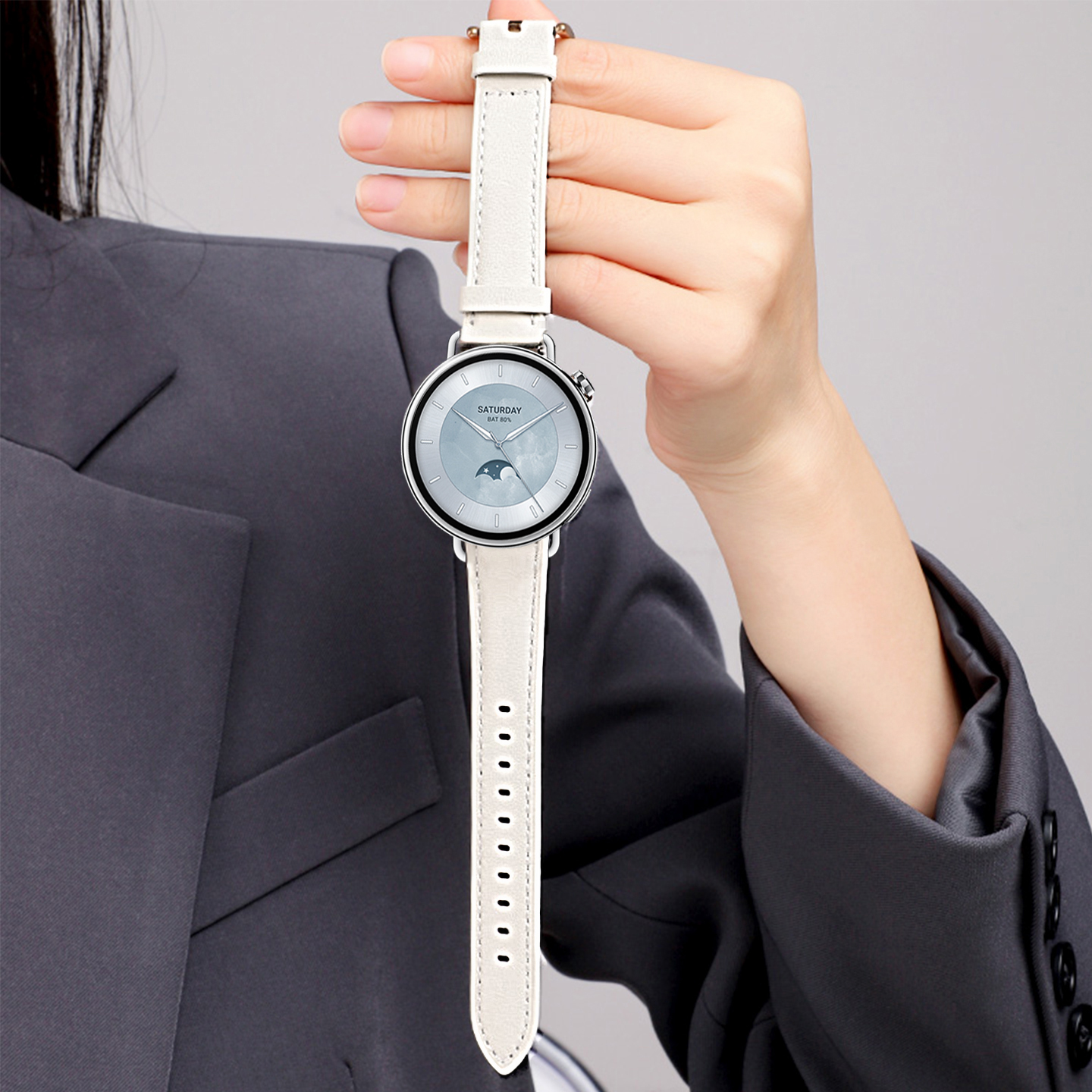 适用于小米watchs4手表表带皮质41mm智能手表WatchS4腕带女款小表柔软智能运动手表环s4替换带专用配件18mm
