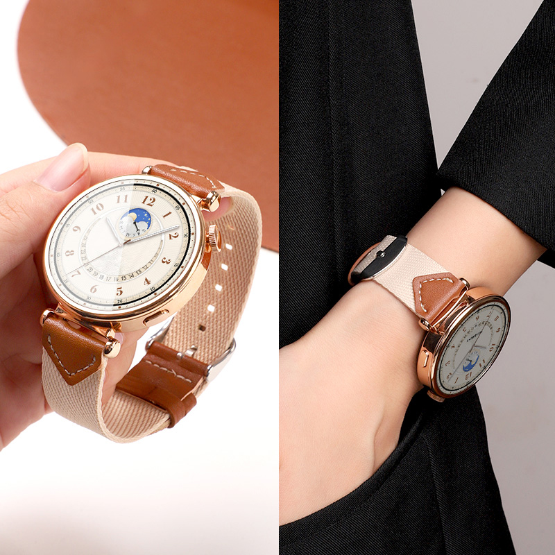 适用于华为GT5表带watchgt5马鞍棕同款复合编织替换带女士gt5pro新款41mm2复合皮质watch4高级感专用腕带配件