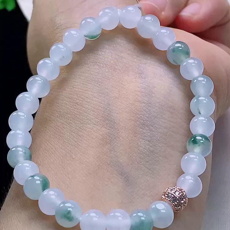 缅甸翡翠手串玉手串天然玉石A货冰种飘花正品收藏高档礼物1016