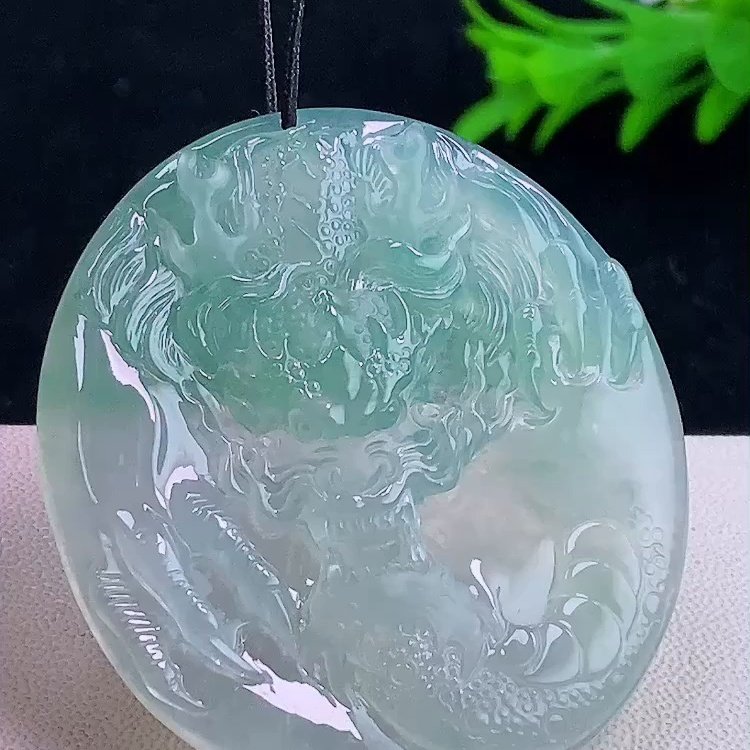 缅甸翡翠龙牌玉吊坠天然玉石A货冰种晴绿高档礼物收藏证书1230