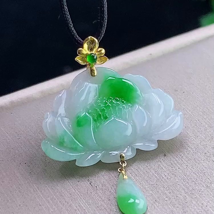 缅甸翡翠镶金玉吊坠天然玉石A货18K金镶嵌冰种飘花证书老坑0111,珠宝/钻石/翡翠,颈饰,淘宝优惠券,粉丝福利购,淘宝优惠卷