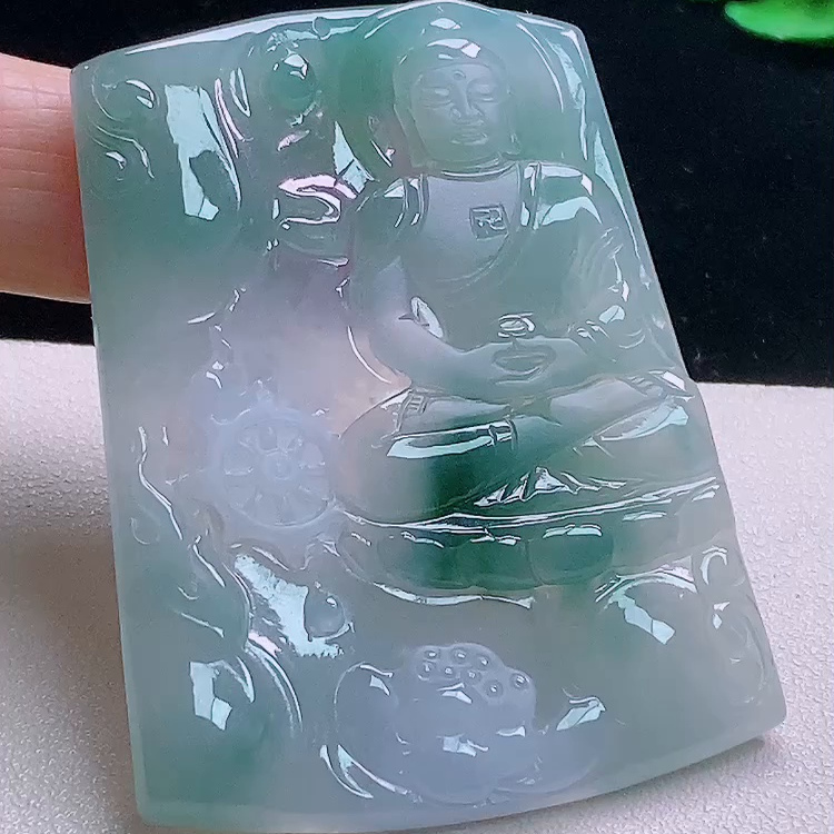 缅甸翡翠大日如来玉吊坠天然玉石A货冰种飘花收藏礼物正品1205