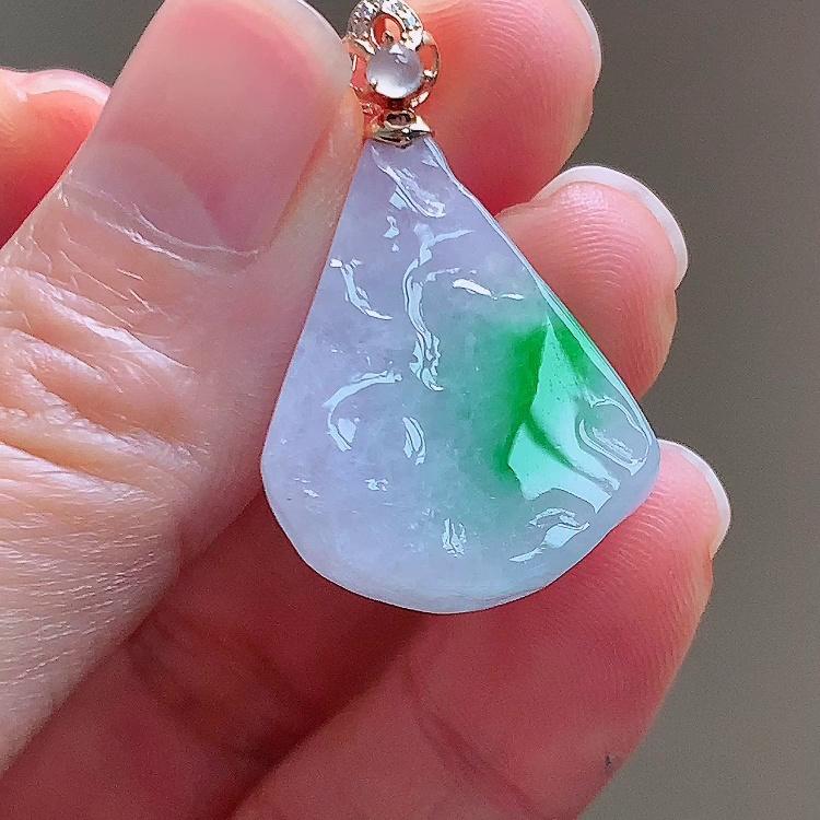 缅甸翡翠镶金玉吊坠天然玉石A货