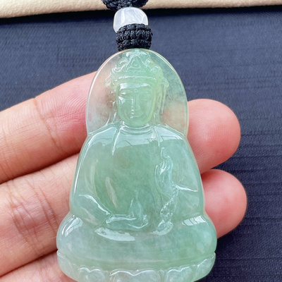 缅甸翡翠观音玉吊坠天然玉石A货