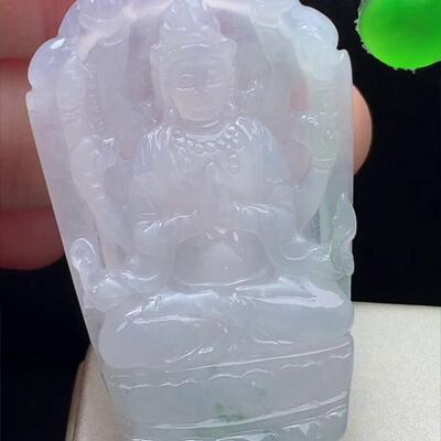 缅甸翡翠千手观音玉吊坠天然玉石