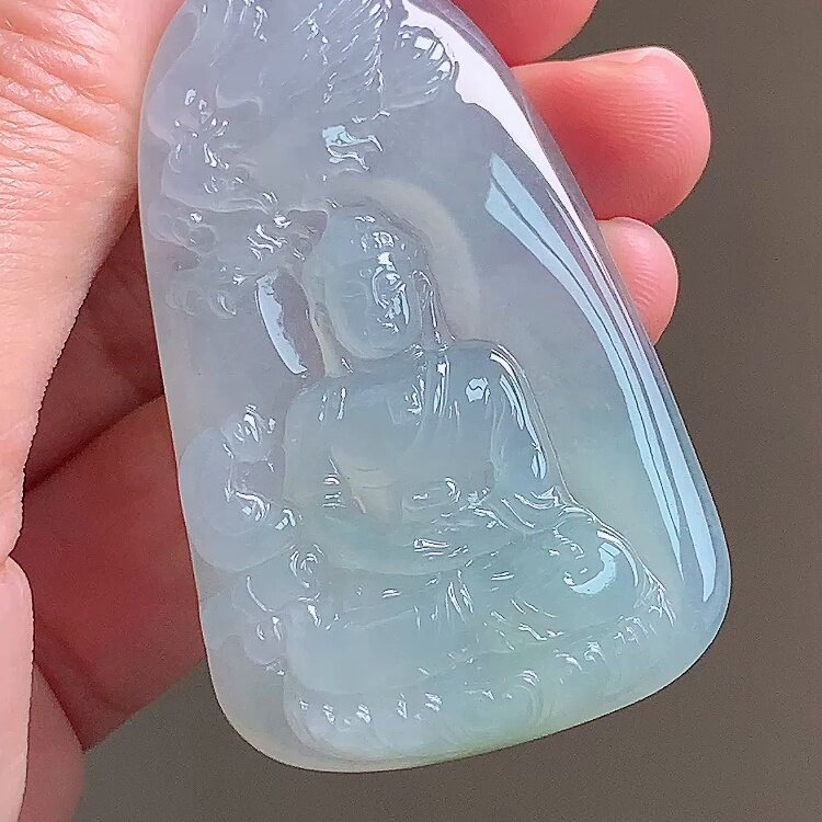 缅甸翡翠大日如来玉吊坠天然玉石A货冰种新款正品证书高档0305