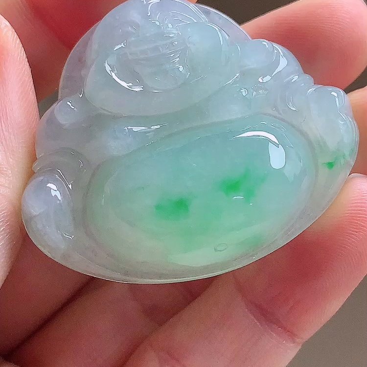 缅甸翡翠佛公玉吊坠天然玉石A货冰种阳绿新款礼物正品高档1231