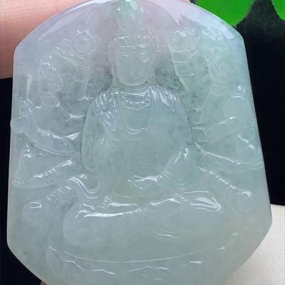 缅甸翡翠千手观音玉吊坠天然玉石