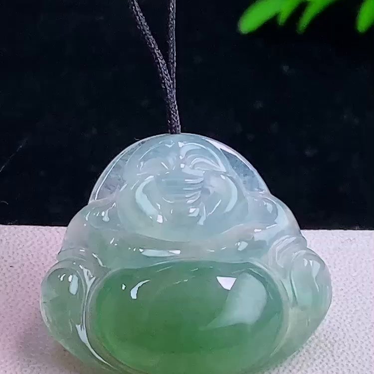 缅甸翡翠佛公玉吊坠天然玉石A货冰种晴绿礼物新款高档正品1230