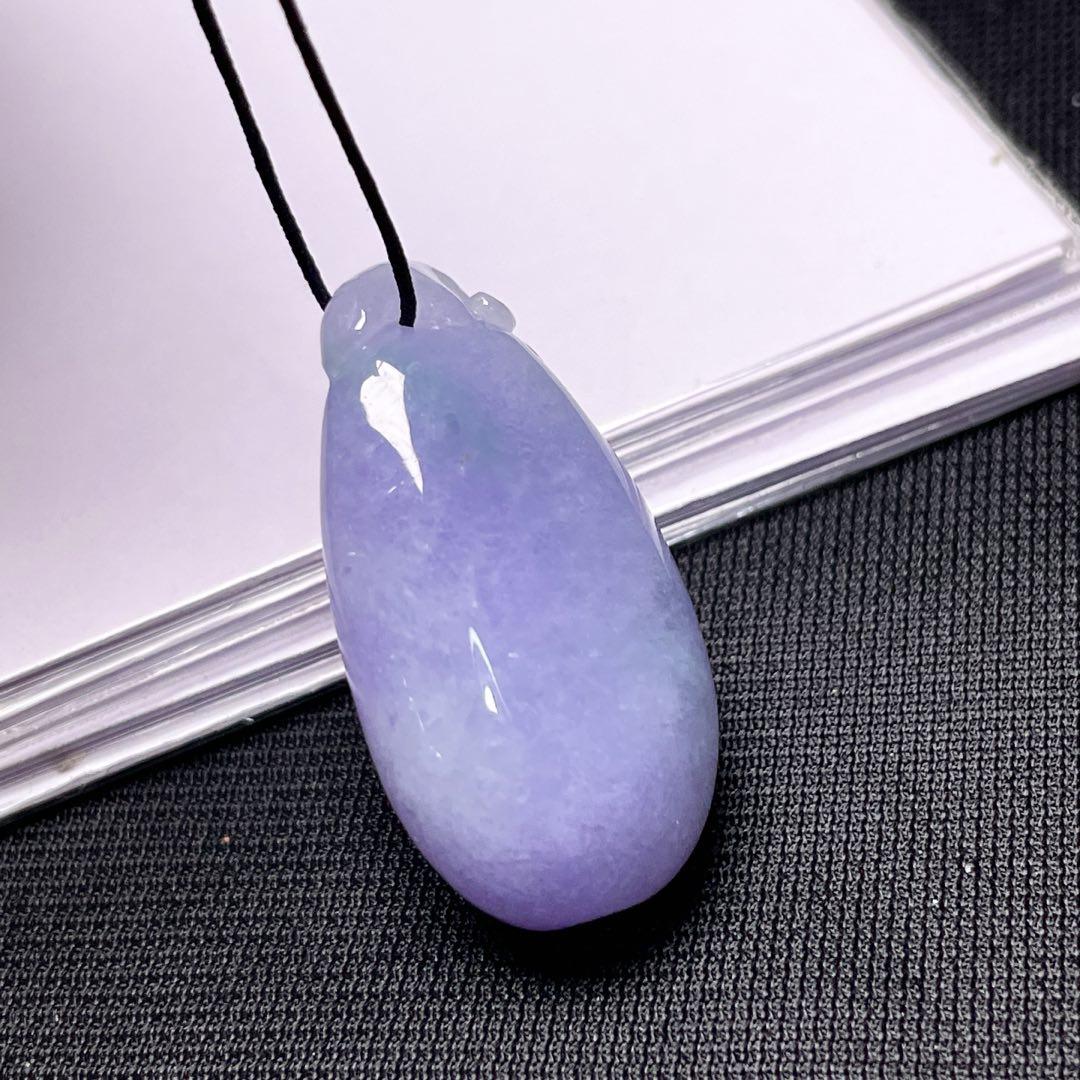 缅甸翡翠福瓜玉吊坠天然玉石A货冰糯种紫罗兰飘花礼物证书1021