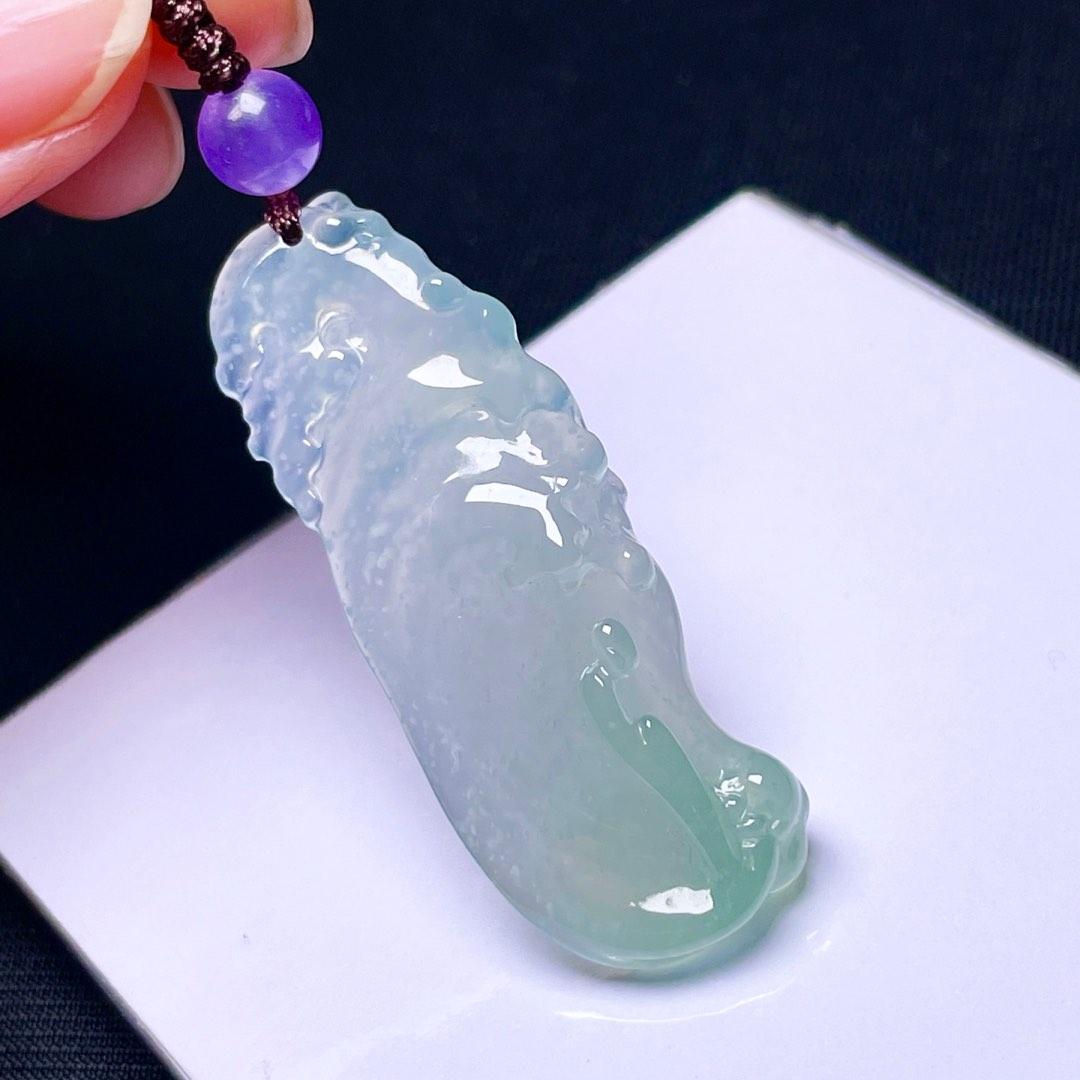 缅甸翡翠悟道玉吊坠天然玉石A货冰种证书高档老坑收藏正品1021