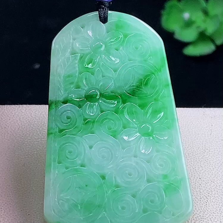 缅甸翡翠花开富贵玉吊坠天然玉石A货冰种飘绿高档礼物老坑0116,珠宝/钻石/翡翠,颈饰,淘宝优惠券,粉丝福利购,淘宝优惠卷