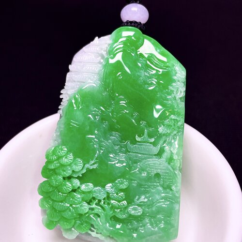 缅甸翡翠山水玉吊坠天然玉石A货