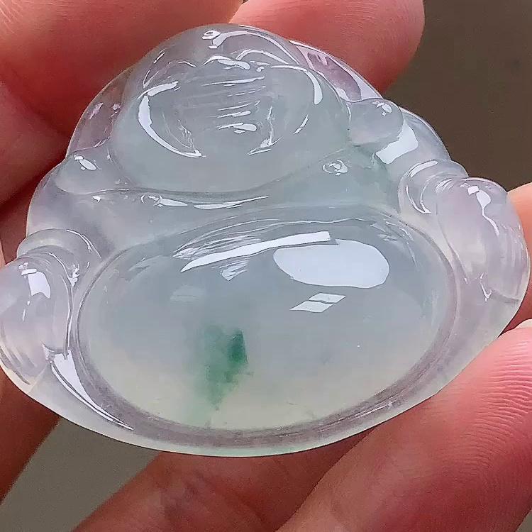 缅甸翡翠佛公玉吊坠天然玉石A货冰种飘花礼物收藏新款正品1016