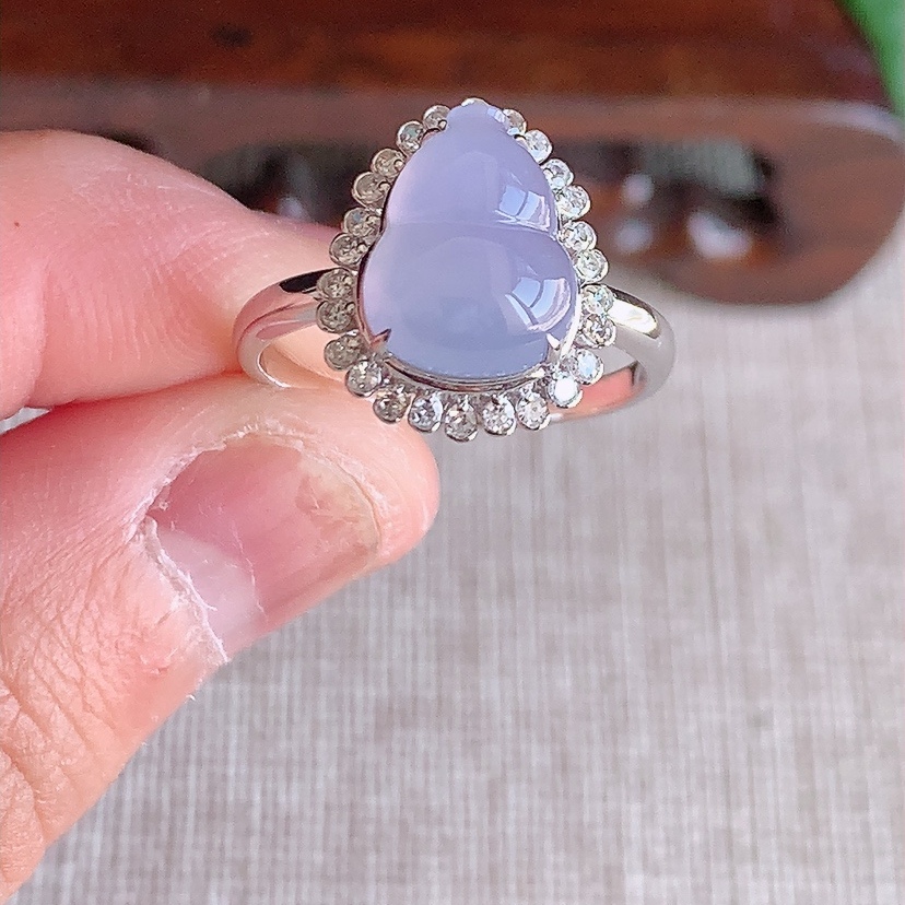 缅甸翡翠戒指镶金玉戒指天然玉石