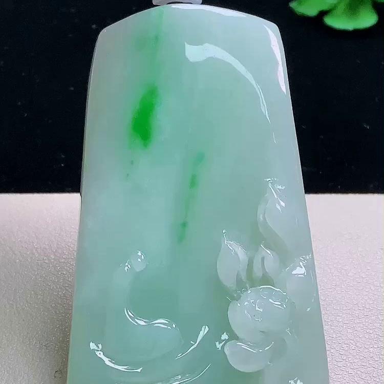 缅甸翡翠悟道玉吊坠天然玉石A货冰种飘绿礼物高档收藏正品1023