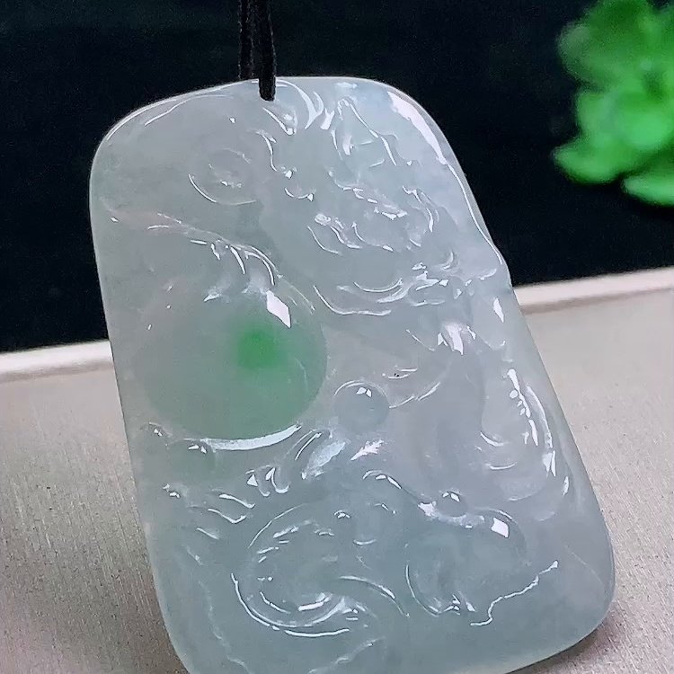 缅甸翡翠龙牌玉吊坠天然玉石A货冰种老坑新款证书礼物收藏0107