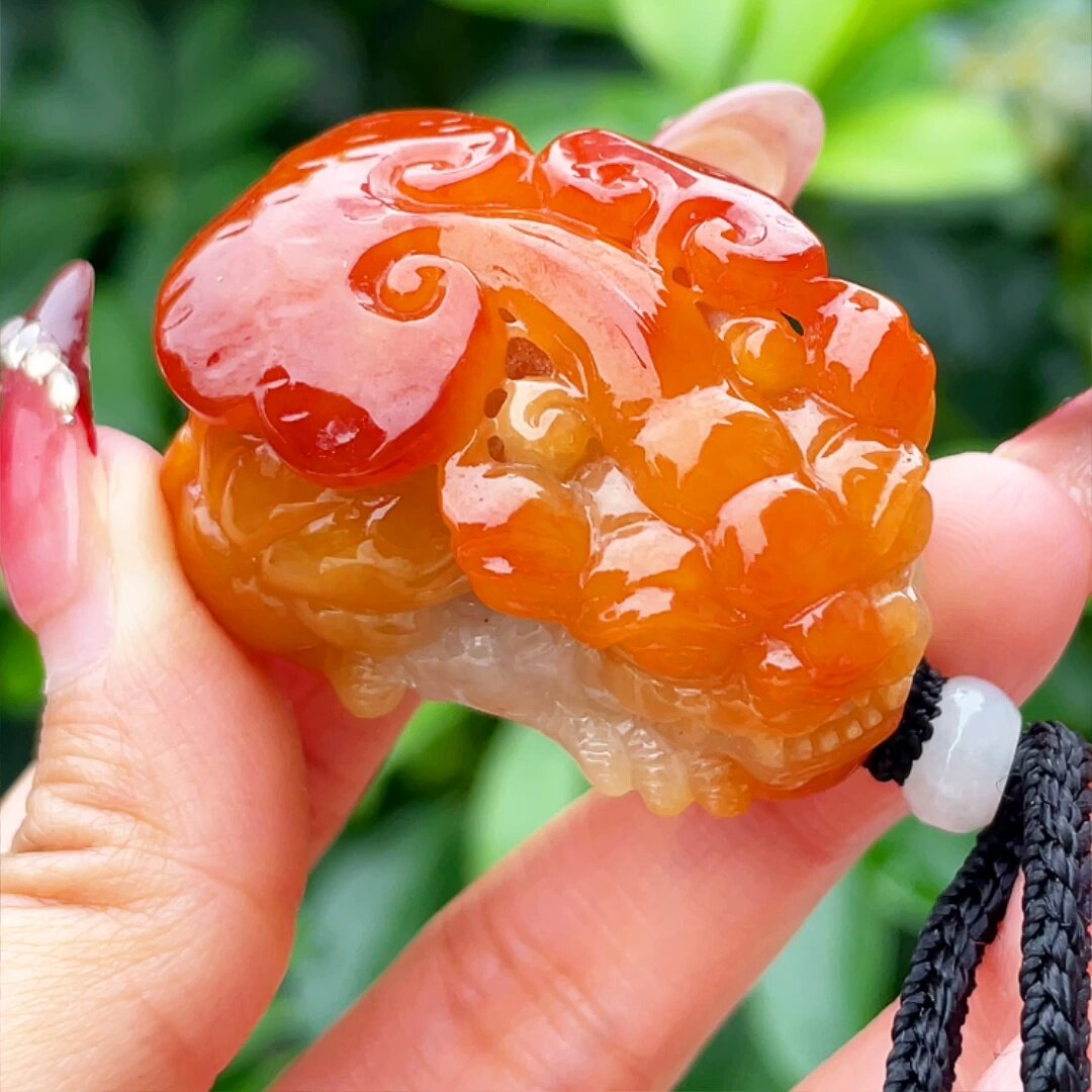 缅甸翡翠貔貅玉吊坠天然玉石A货冰糯种红翡证书收藏老坑礼物0530