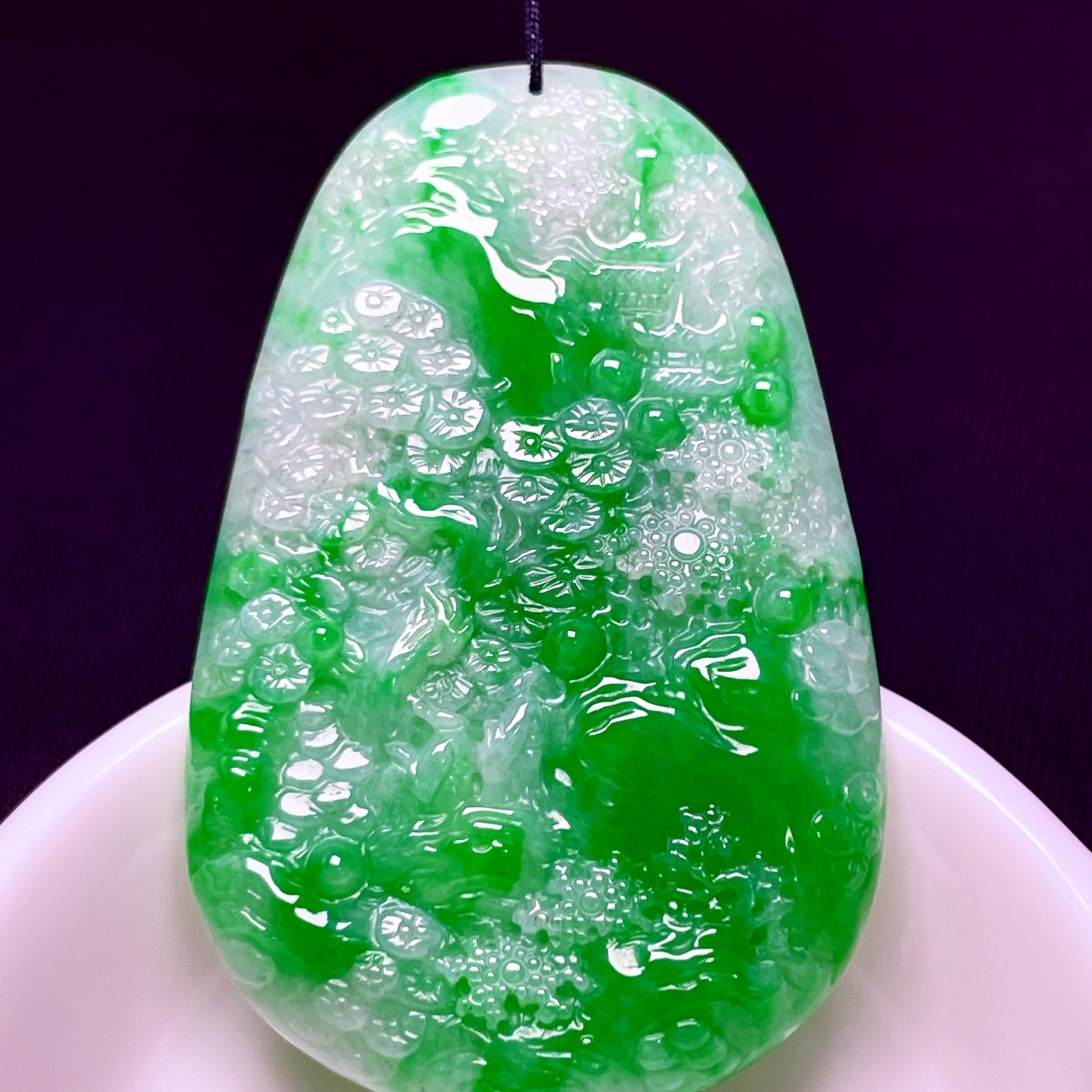 缅甸翡翠山水玉吊坠天然玉石A货冰种辣绿老坑收藏高档正品0601