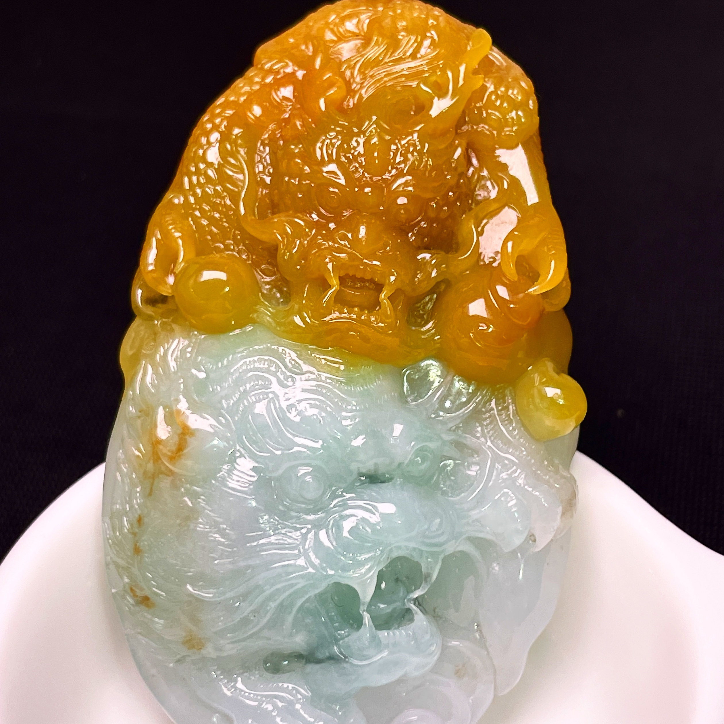 缅甸翡翠龙牌玉吊坠天然玉石A货冰种黄翡礼物证书收藏老坑0530