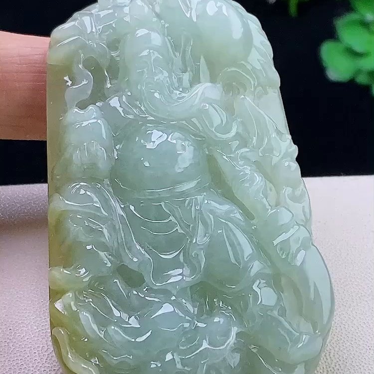 缅甸翡翠关公玉吊坠天然玉石A货冰种老坑收藏正品高档新款0109