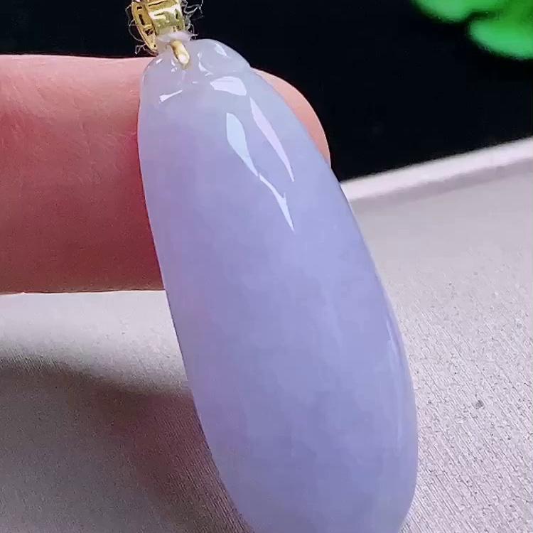 缅甸翡翠福瓜镶金玉吊坠天然玉石A货18K金镶嵌冰种紫罗兰正品1114