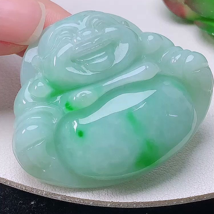 缅甸翡翠佛公玉吊坠天然玉石A货冰种阳绿新款收藏证书老坑1229