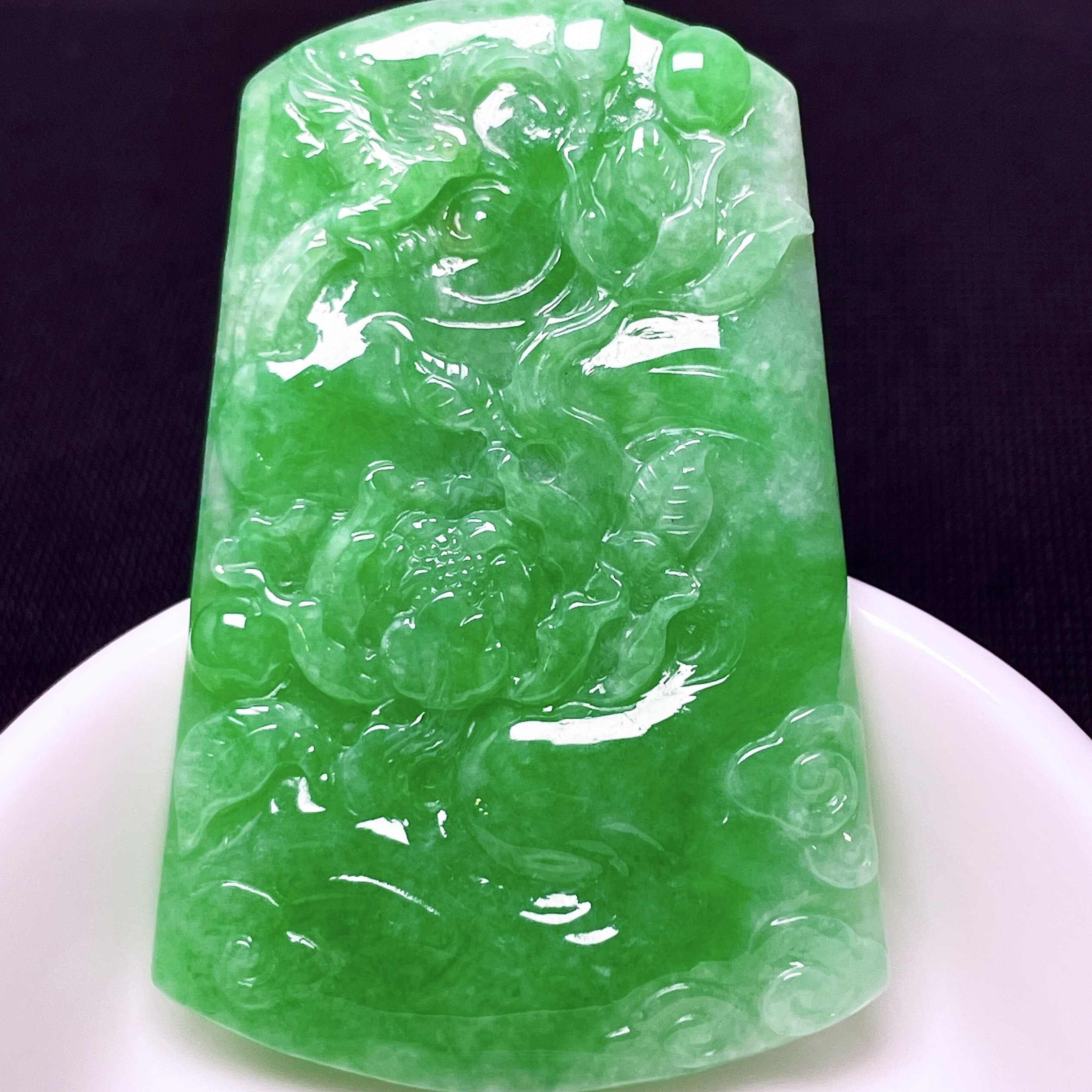 缅甸翡翠莲花玉吊坠天然玉石A货冰种辣绿证书高档正品礼物0530