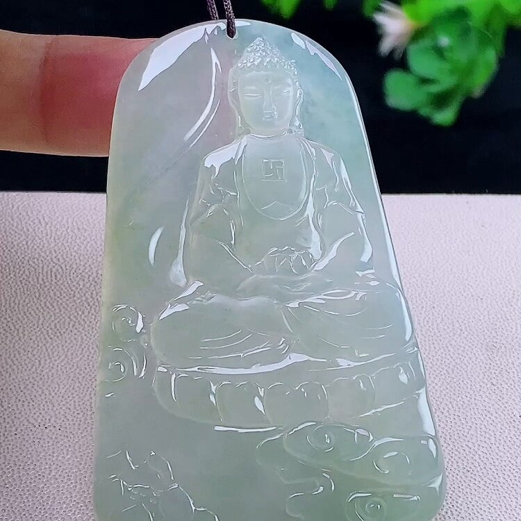 缅甸翡翠大日如来玉吊坠天然玉石A货冰种证书正品老坑新款0305