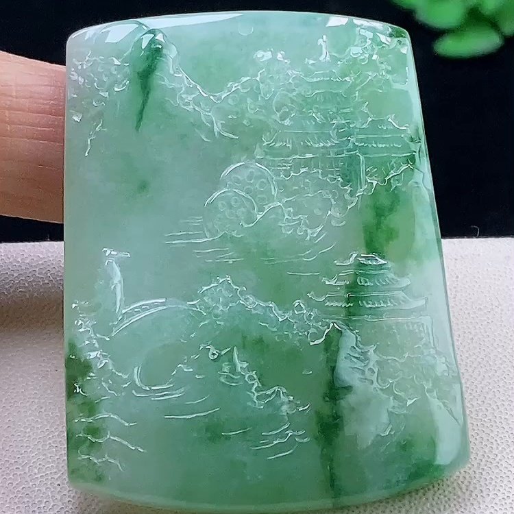 缅甸翡翠山水玉吊坠天然玉石A货冰种飘花老坑礼物正品证书0113,珠宝/钻石/翡翠,颈饰,淘宝优惠券,粉丝福利购,淘宝优惠卷