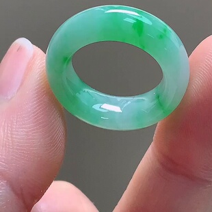 缅甸翡翠戒指玉戒指天然玉石A货冰种阳绿证书老坑新款高档0204