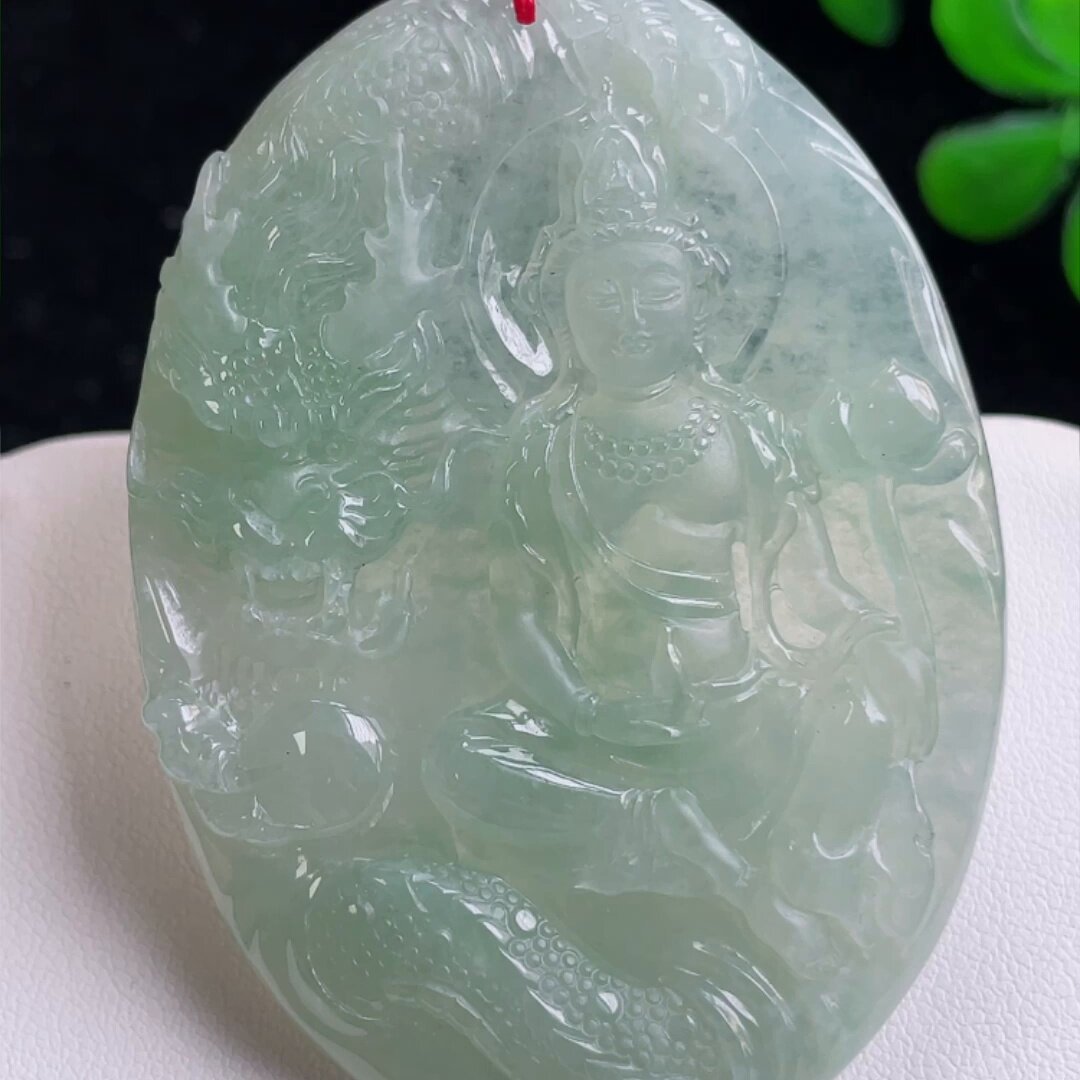 缅甸翡翠观音玉吊坠天然玉石A货冰种新款礼物老坑正品证书0528