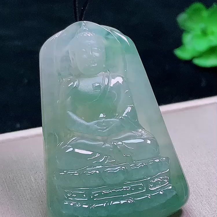 缅甸翡翠大日如来玉吊坠天然玉石A货冰种飘花礼物证书老坑0107