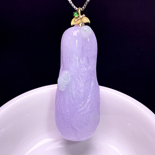 缅甸翡翠白菜镶金玉吊坠天然玉石