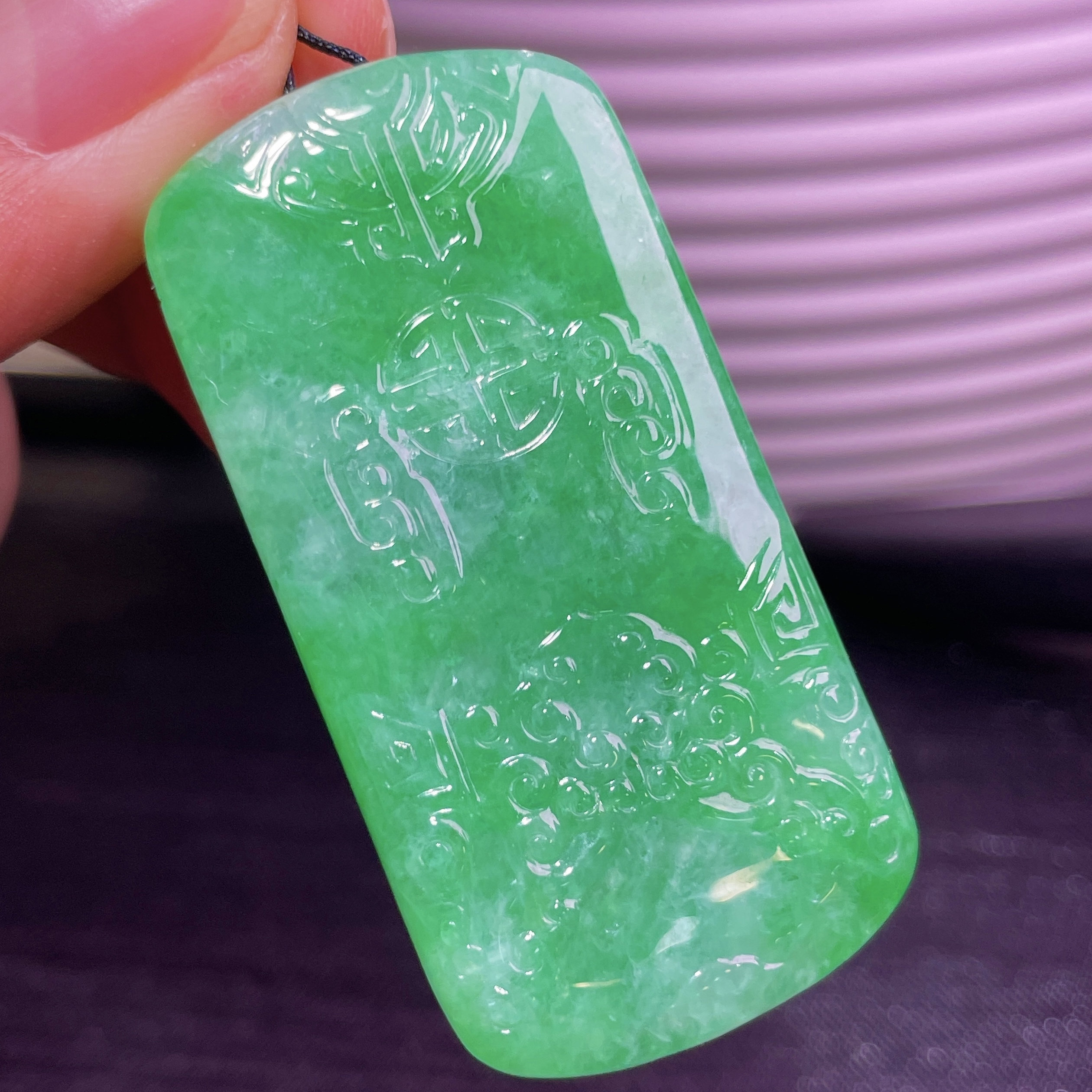 缅甸翡翠仿古牌玉吊坠天然玉石A货冰糯种阳绿收藏高档礼物0530