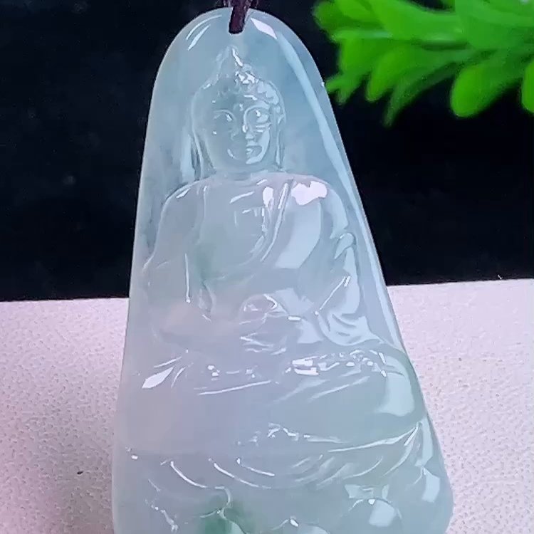 缅甸翡翠大日如来玉吊坠天然玉石A货冰种飘花老坑证书正品0105