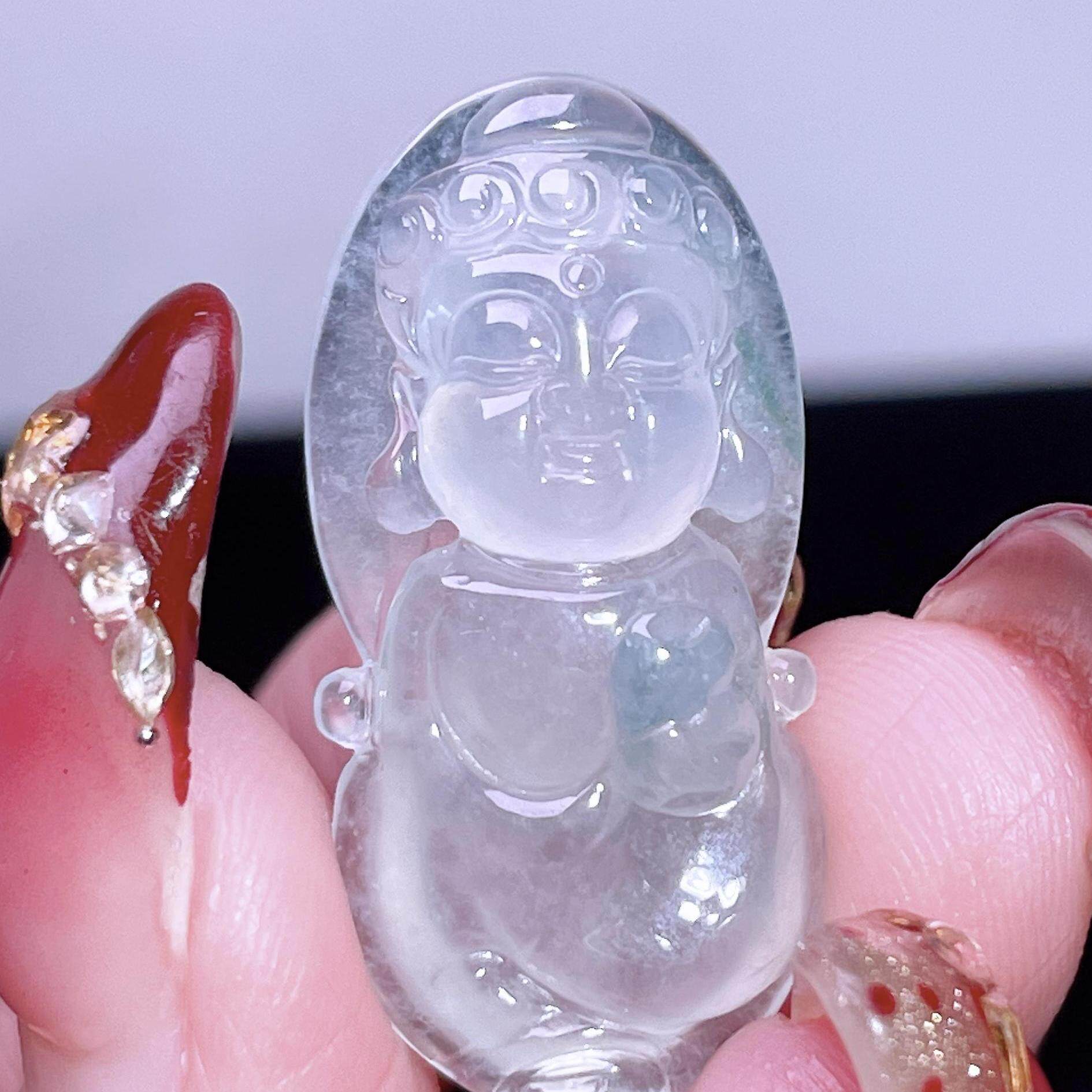 缅甸翡翠宝宝佛玉吊坠天然玉石A货冰种飘花收藏礼物老坑证书0528