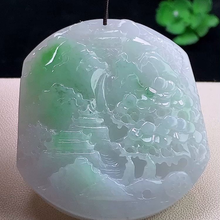 缅甸翡翠山水玉吊坠天然玉石A货冰种飘绿老坑新款正品收藏0116,珠宝/钻石/翡翠,颈饰,淘宝优惠券,粉丝福利购,淘宝优惠卷