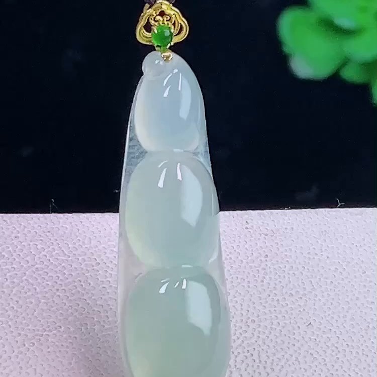 缅甸翡翠福豆镶金玉吊坠天然玉石A货18K金镶嵌冰种证书礼物0110,珠宝/钻石/翡翠,颈饰,淘宝优惠券,粉丝福利购,淘宝优惠卷