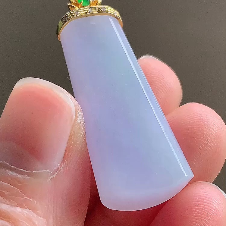 缅甸翡翠无事牌镶金玉吊坠天然玉