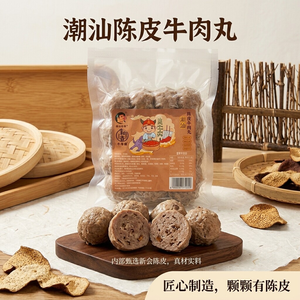 牛顽童潮汕陈皮牛肉丸手打陈皮潮汕牛肉丸潮汕正宗牛肉丸潮汕手打