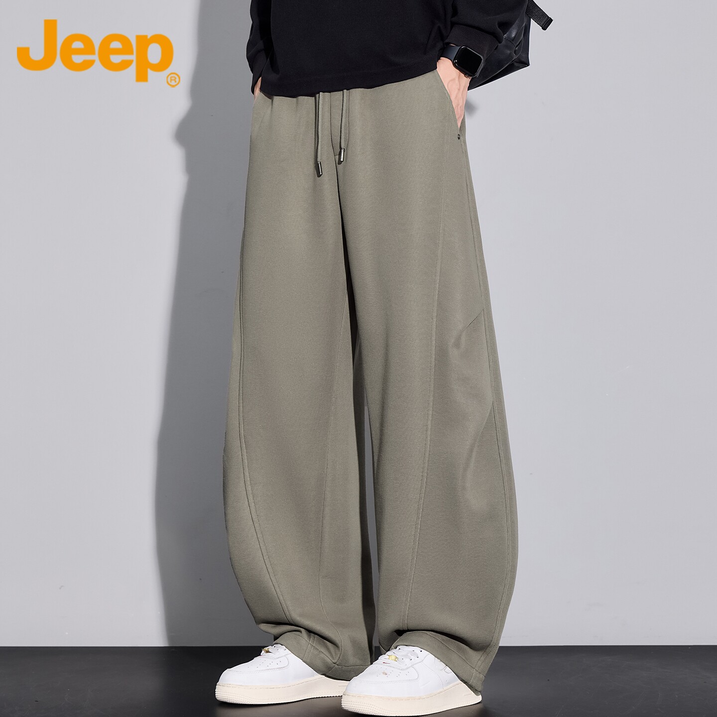 Jeep吉普夏季登山冲锋裤男女款2026年薄款宽松束脚长裤休闲裤子男