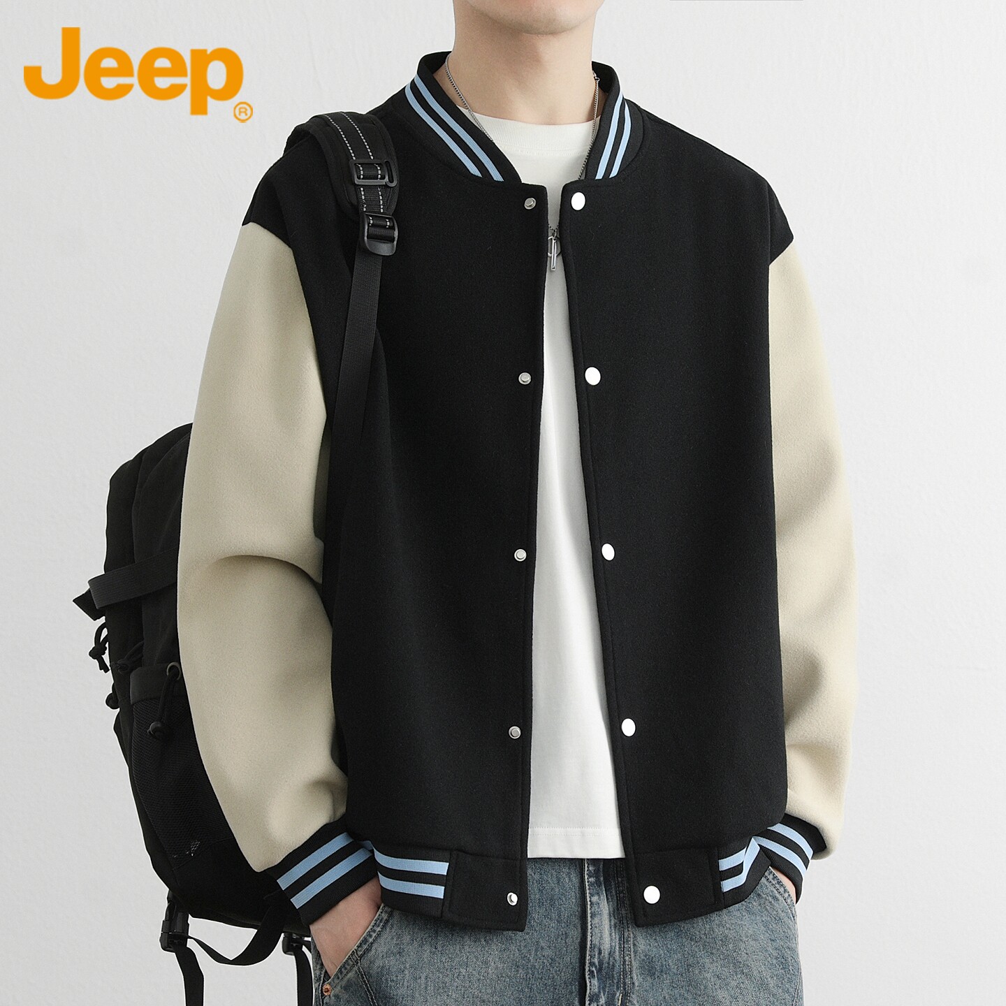 Jeep吉普美式复古棒球服外套男士2026新款秋冬季潮流痞帅男生夹克