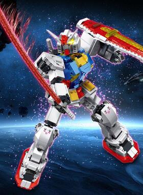 国风机甲战士积木拼装拼插模型手办摆件男孩子礼物自由机器人模型