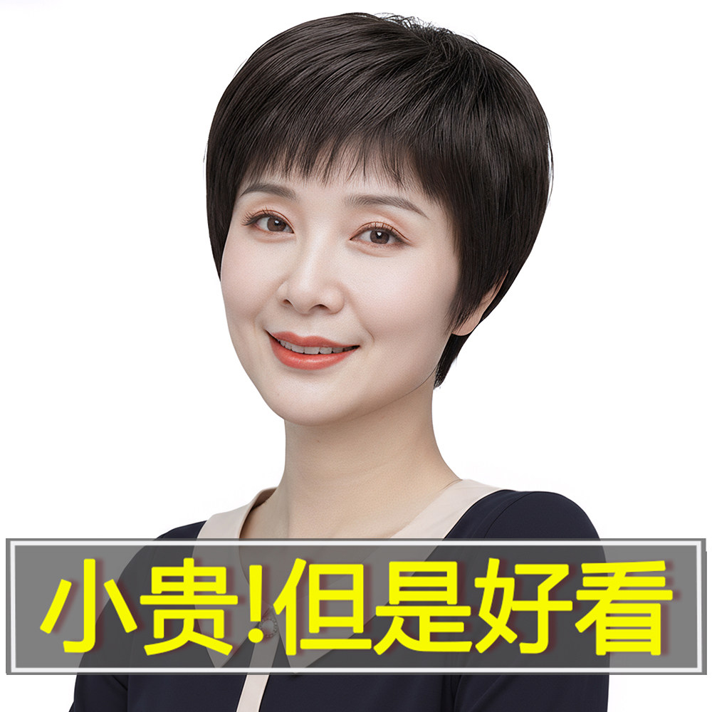 假发全头套女中老年妈妈款短发女士自然真人发丝遮白发假发套
