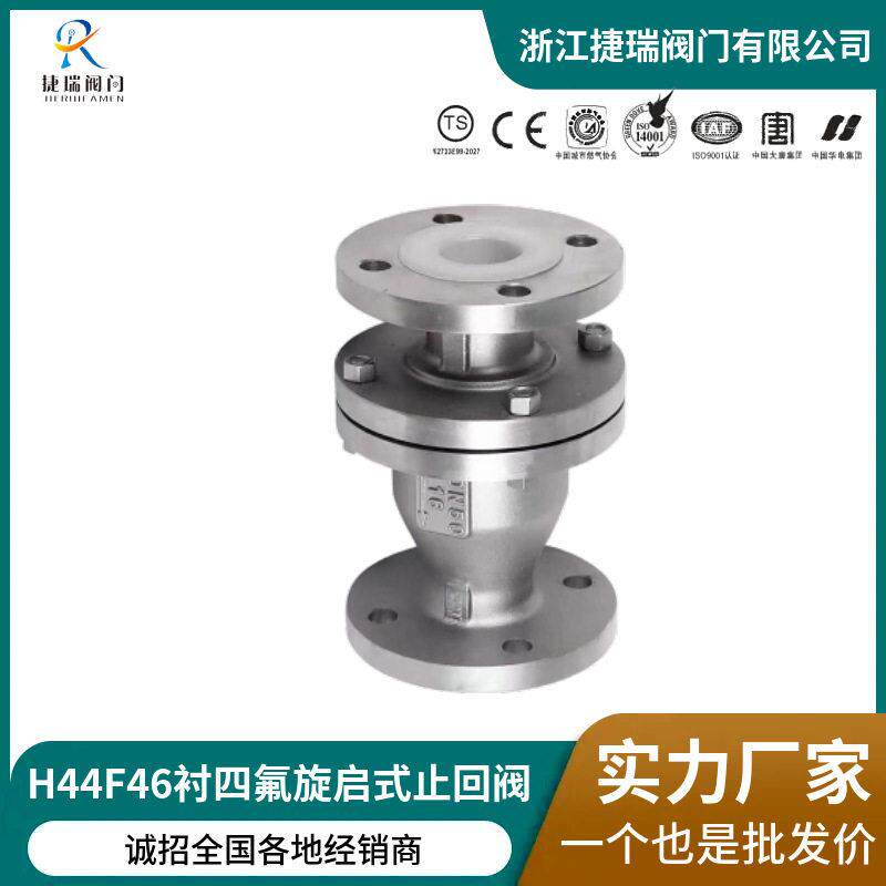 衬氟止回阀H44F46国标铸钢WCB耐腐蚀耐酸衬四氟旋启式止回阀
